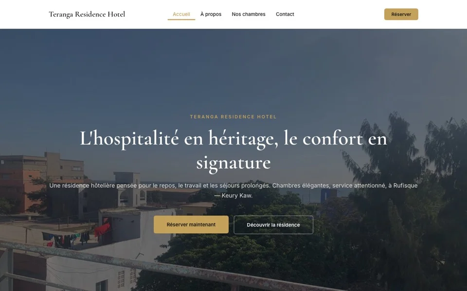 Site web Teranga Residence Hotel réalisé par mhdan.com